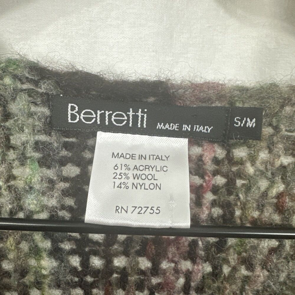 Berretti Made In Italy Wool Blend Asymmetric Lagenlook Multicolor Sweater Sz S/M - Picture 3 of 9